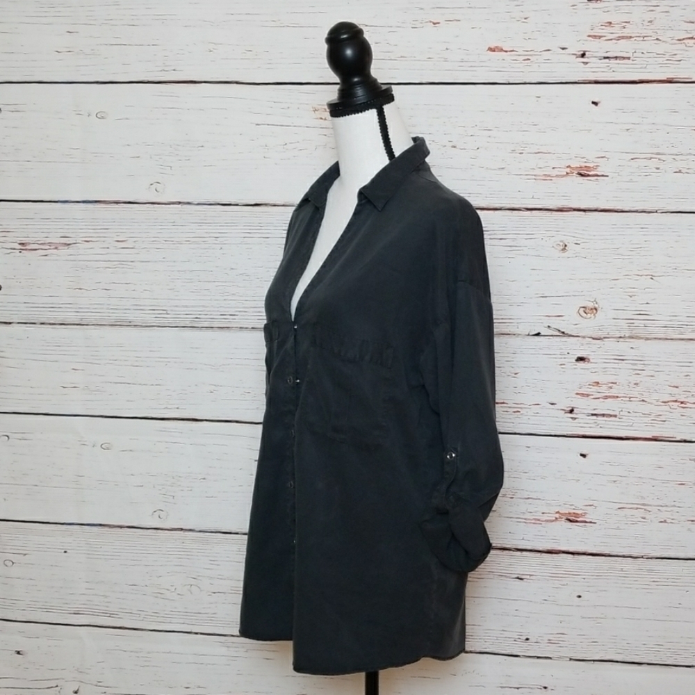 ZARA // tencel lyocell flowy snap button shirt - Picture 7 of 15